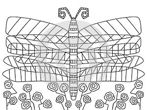 Dragonfly coloring page stock vector illustration